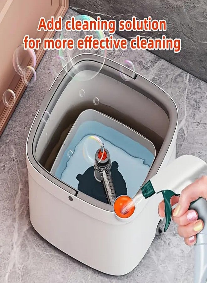 MIXEN Spin Mop and Bucket, Separates Dirty and Clean Water, Upgraded Square Microfiber Mop for Floor Cleaning, Flat Mop with 2 Washable & Reusable Microfiber Pads for All Types Floors (Spin mop) - Image 5